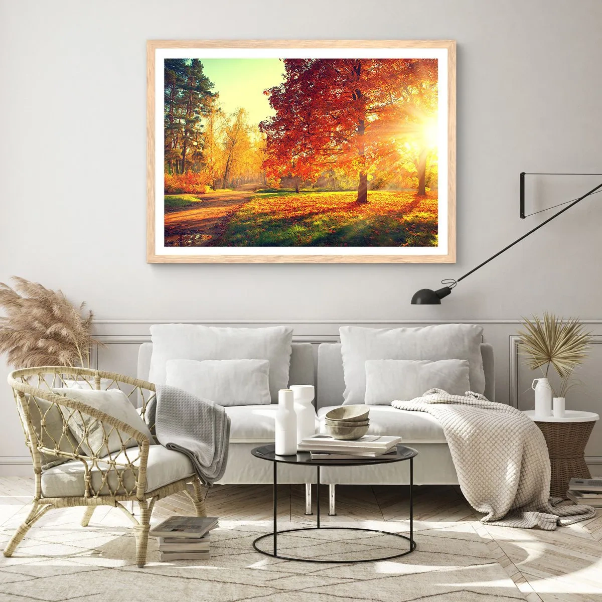 Póster en marco roble claro - El rojo es hermoso - 50x40 cm