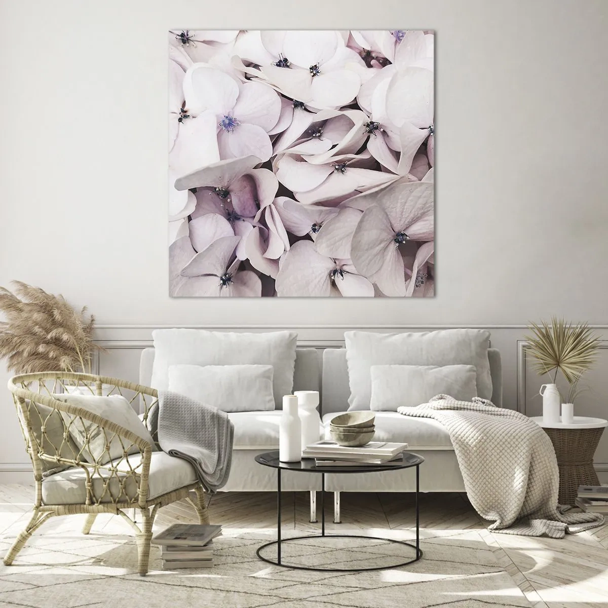 Cuadro sobre vidrio - Impresiones sobre Vidrio - En un torrente de flores - 60x60 cm