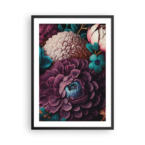 Póster en marco negro - Un arreglo floral en tonos profundos. - 50x70cm - Naturaleza en abundancia - Decoración de pared moderna para salón y dormitorio ARTTOR