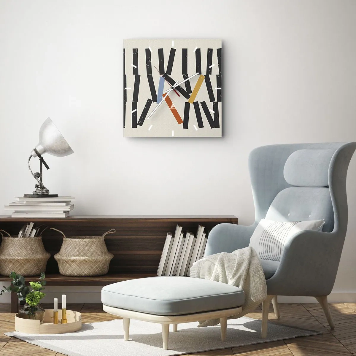 Reloj de pared - Reloj de vidrio - Dominó - composición - 40x40 cm