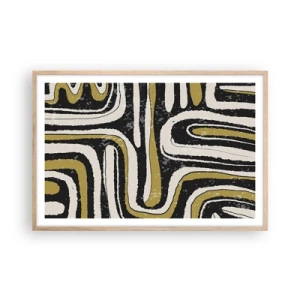 Póster en marco roble claro - Composición: tramos y callejones - 91x61 cm