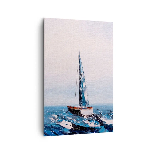 Cuadro sobre lienzo - Impresión de Imagen - Veleros en un mar tempestuoso en una composición pictórica - 80x120cm - Hermandad del viento - Decoración de pared moderna para salón y dormitorio ARTTOR