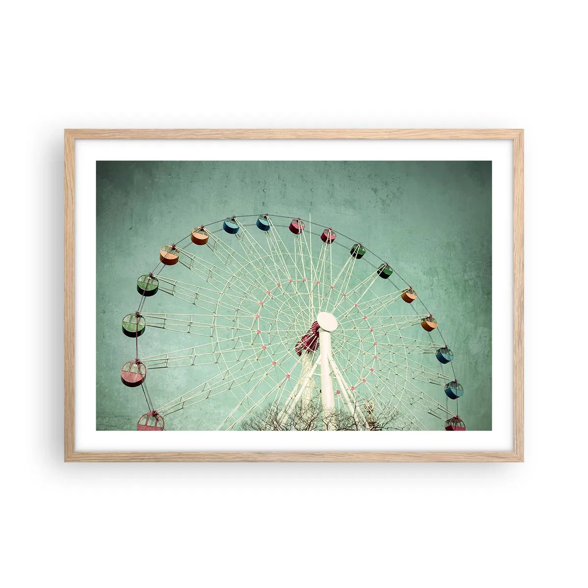 Póster en marco roble claro - Te invitamos a jugar - 70x50 cm