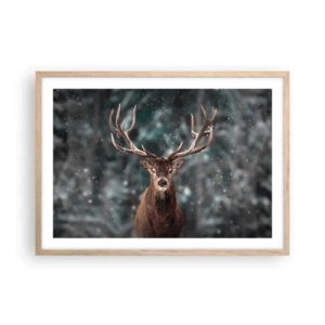 Póster en marco roble claro - Coronado rey del bosque - 70x50 cm