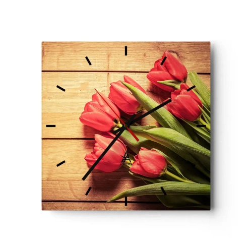 Reloj de pared - Reloj de vidrio - Una confesión primaveral - 40x40 cm