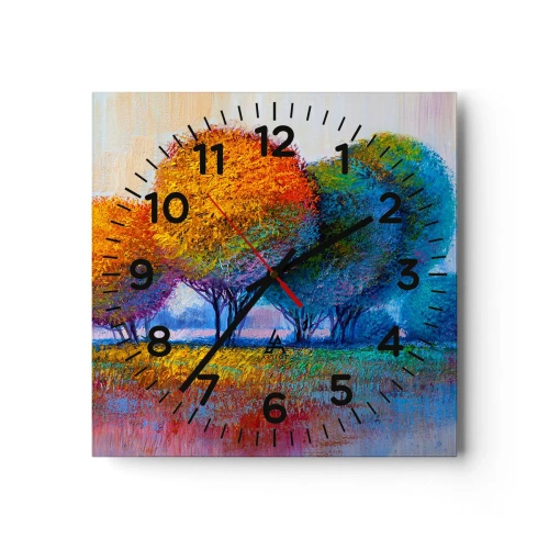 Reloj de pared - Reloj de vidrio - Un conjunto de colores llamativos - 30x30 cm