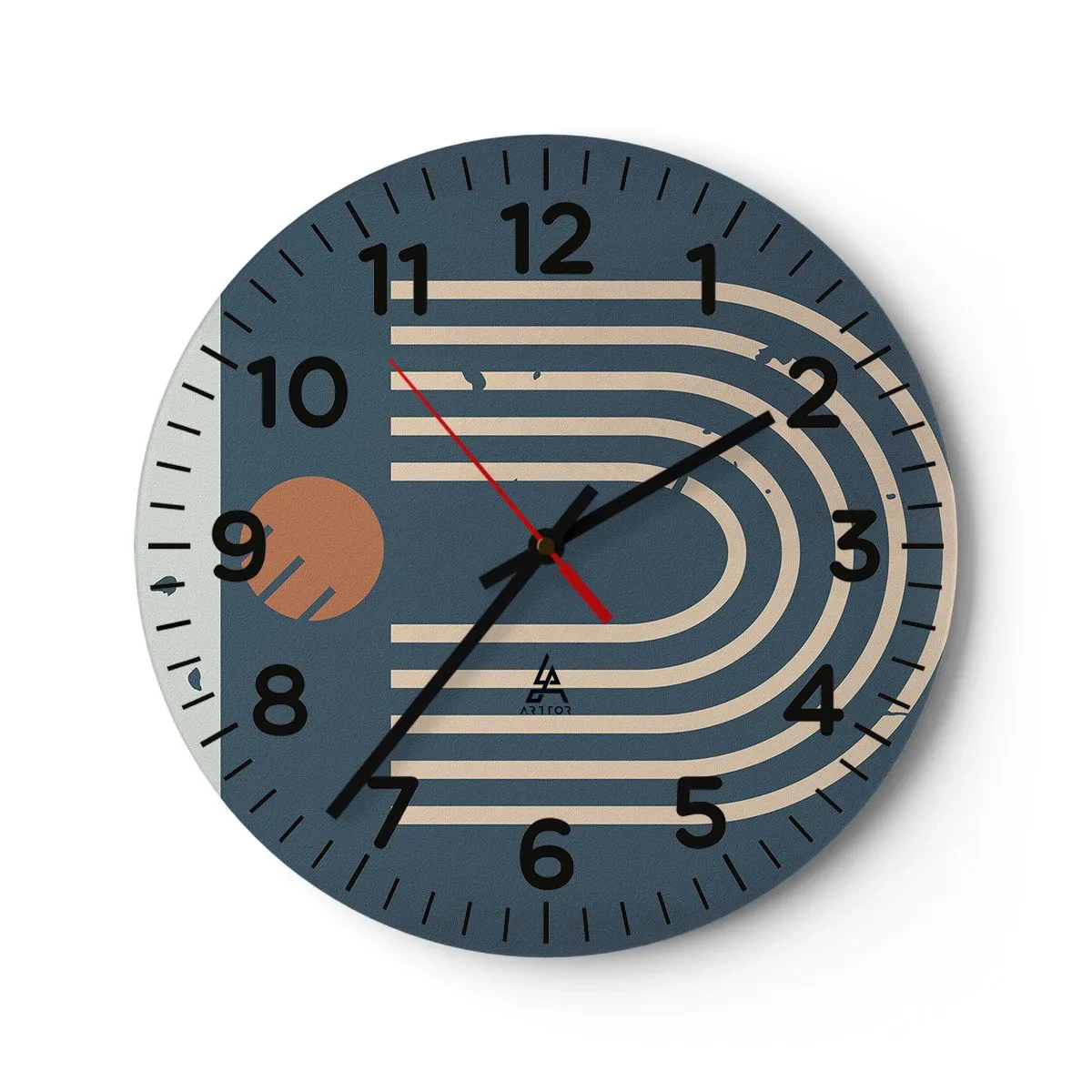 Reloj de pared - Reloj de vidrio - Geometría sobre azul marino - 40x40 cm