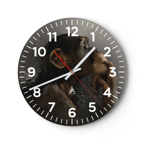 Reloj de pared - Reloj de vidrio - La evolución del pensador - 40x40 cm