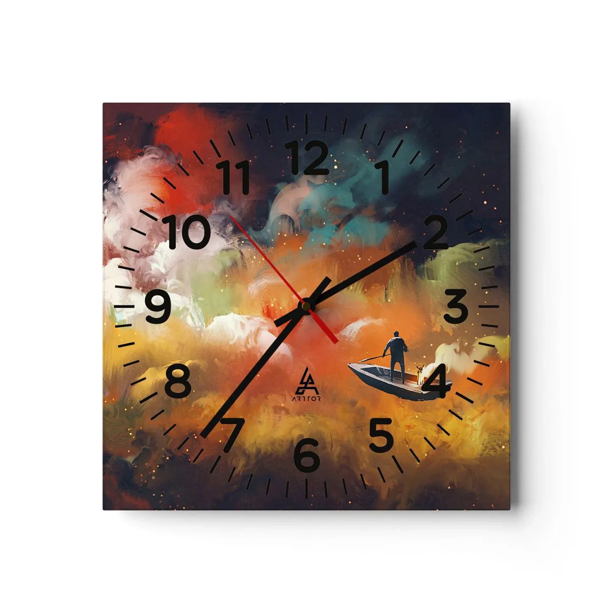 Reloj de pared - Reloj de vidrio - En barco por la galaxia - 40x40 cm
