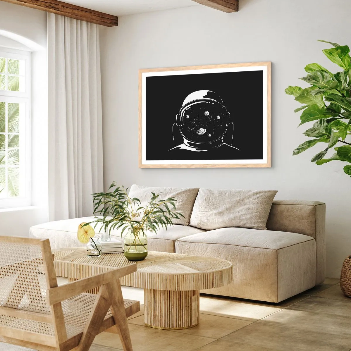 Póster en marco roble claro - Bonita vista - 70x50 cm