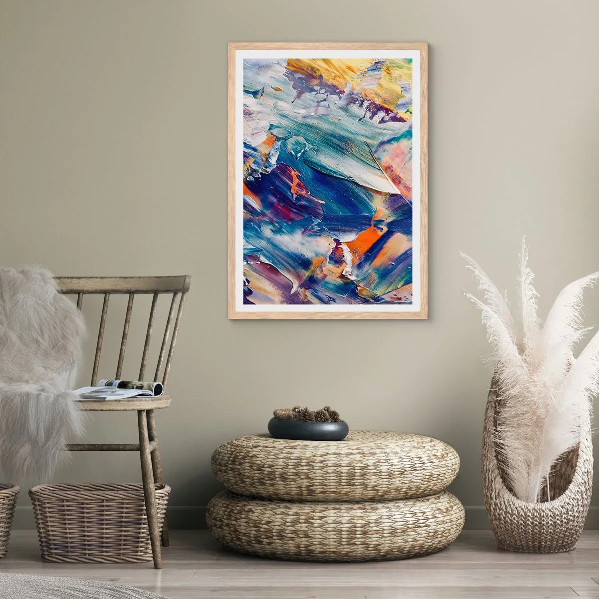 Póster en marco roble claro - Confusión de colores - 61x91 cm