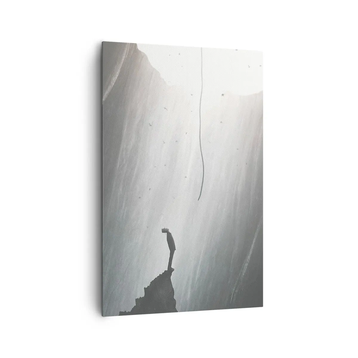 Cuadro sobre lienzo - Impresión de Imagen - Silueta de un hombre en el suelo de una cueva con vistas a la luz. - 80x120cm - Siempre hay una salida - Decoración de pared moderna para salón y dormitorio ARTTOR