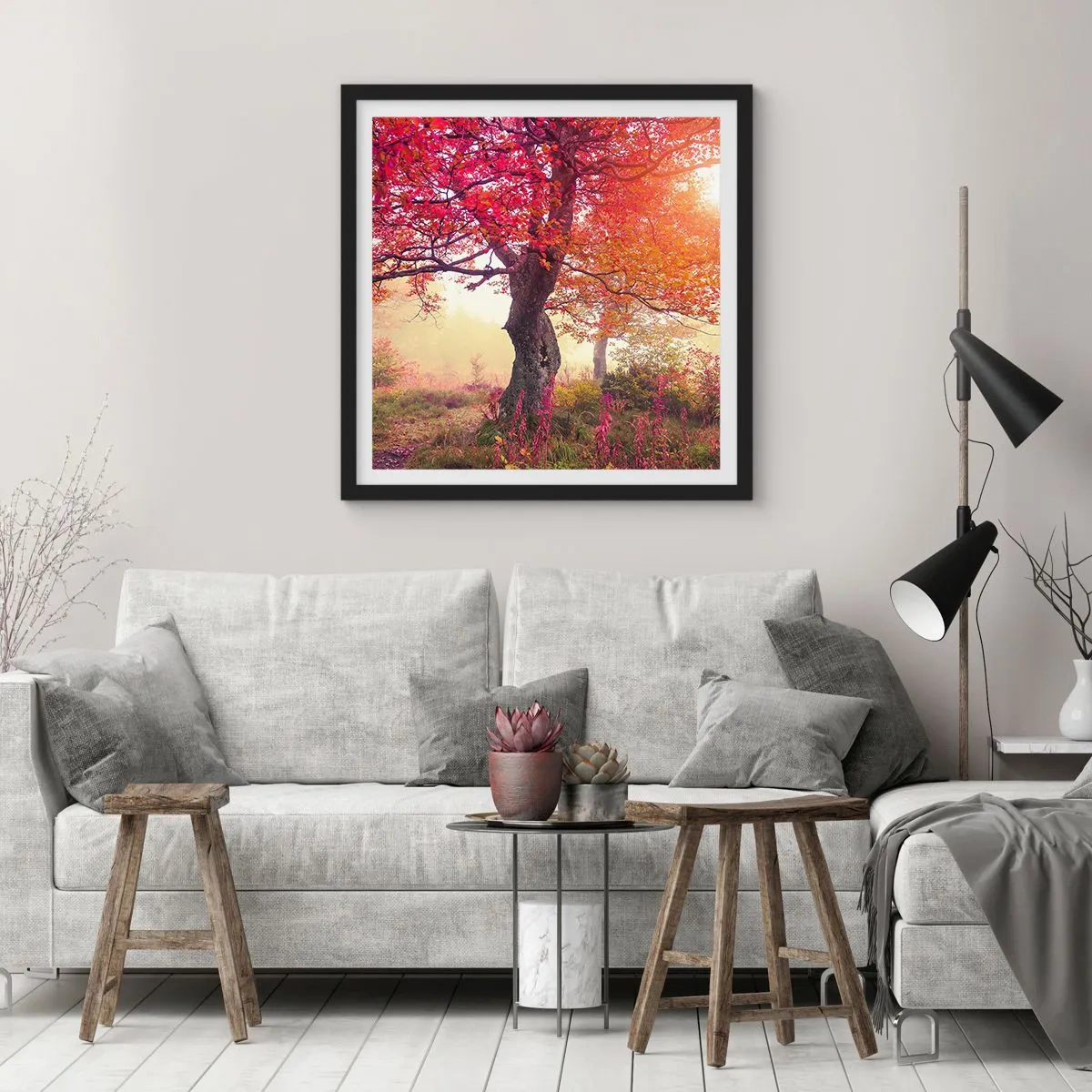 Póster en marco negro - Un frenesí de floración - 40x40 cm