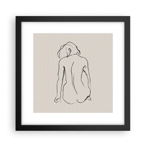 Póster en marco negro - Esbozos de una espalada - 30x30 cm