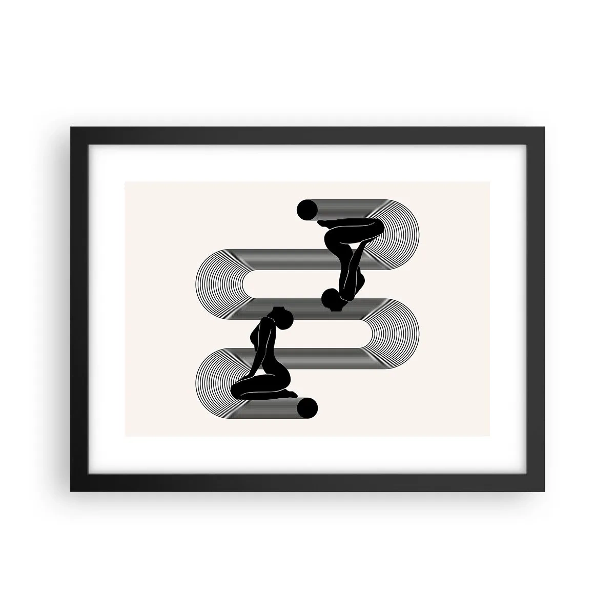Póster en marco negro - Simetría sensual - 40x30 cm