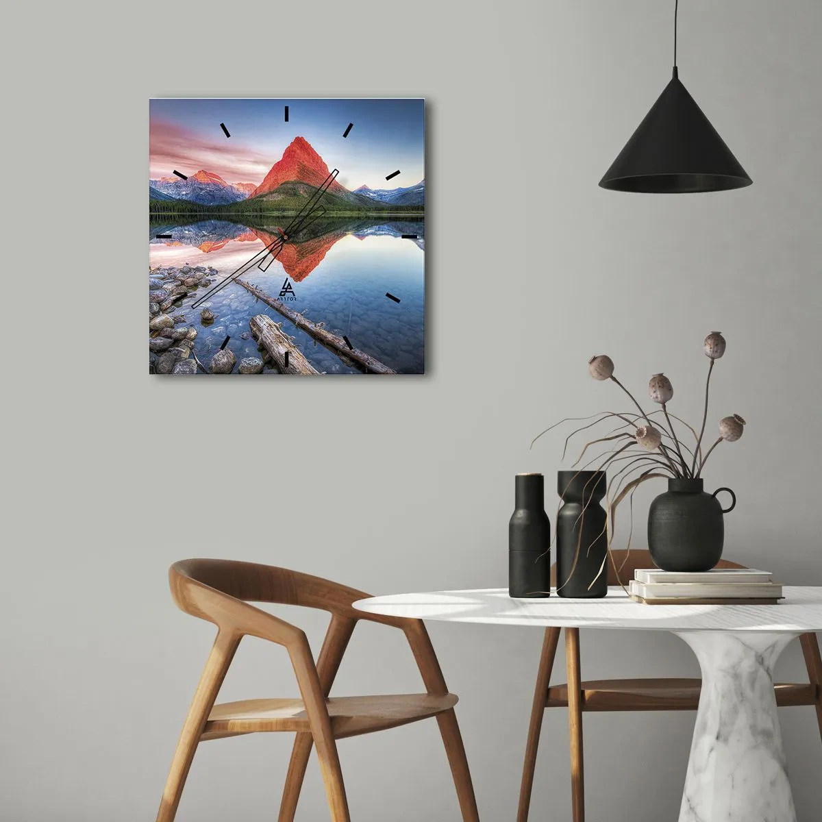 Reloj de pared - Reloj de vidrio - Cálido y frío - 40x40 cm