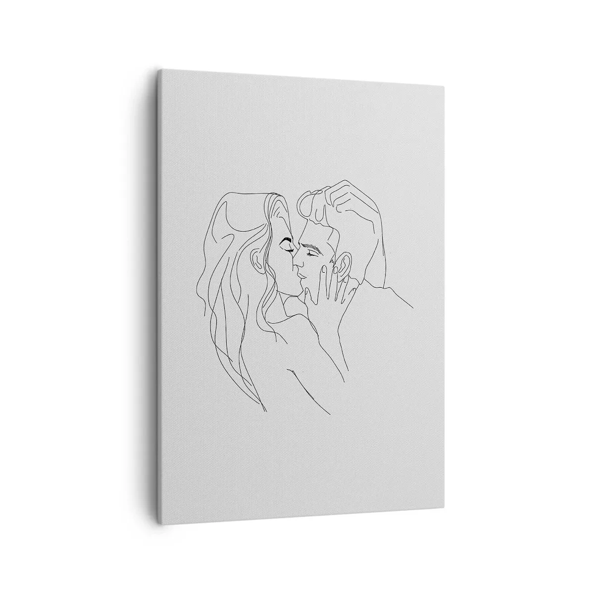 Cuadro sobre lienzo - Impresión de Imagen - El contorno de una pareja besándose sobre un fondo claro. - 50x70cm - Alineados - Decoración de pared moderna para salón y dormitorio ARTTOR