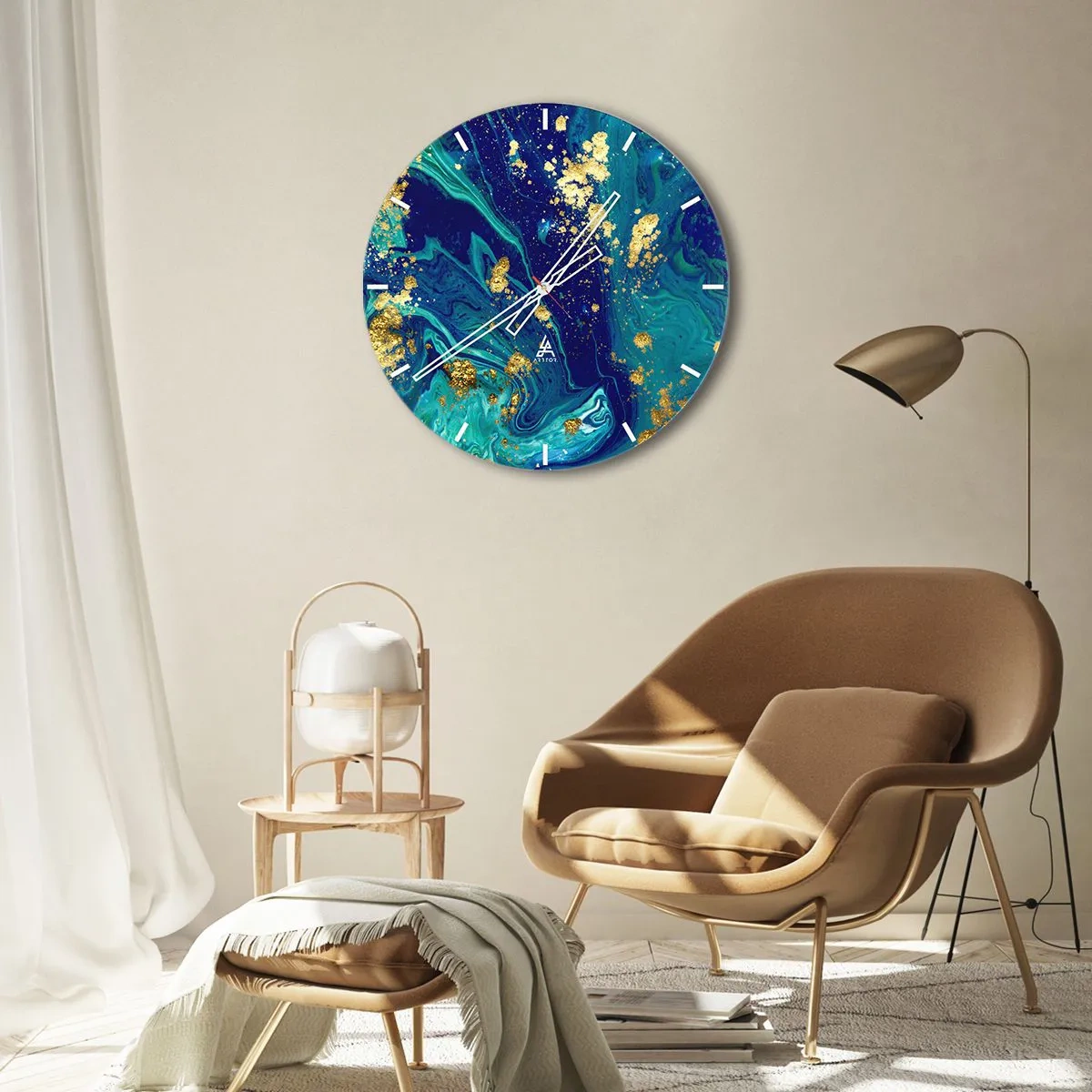 Reloj de pared - Reloj de vidrio - Pétalos de sol - 40x40 cm