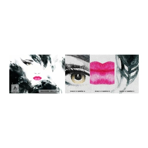 Muestra de fotomural Premium Sand - ¡Cuidado! Femme fatale - Abstracción, cara de mujer, retrato de una mujer - 100x30 cm