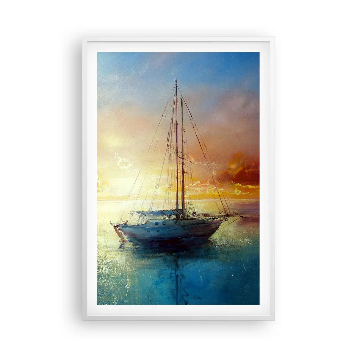 Póster en marco blanco - En una bahía dorada - 61x91 cm