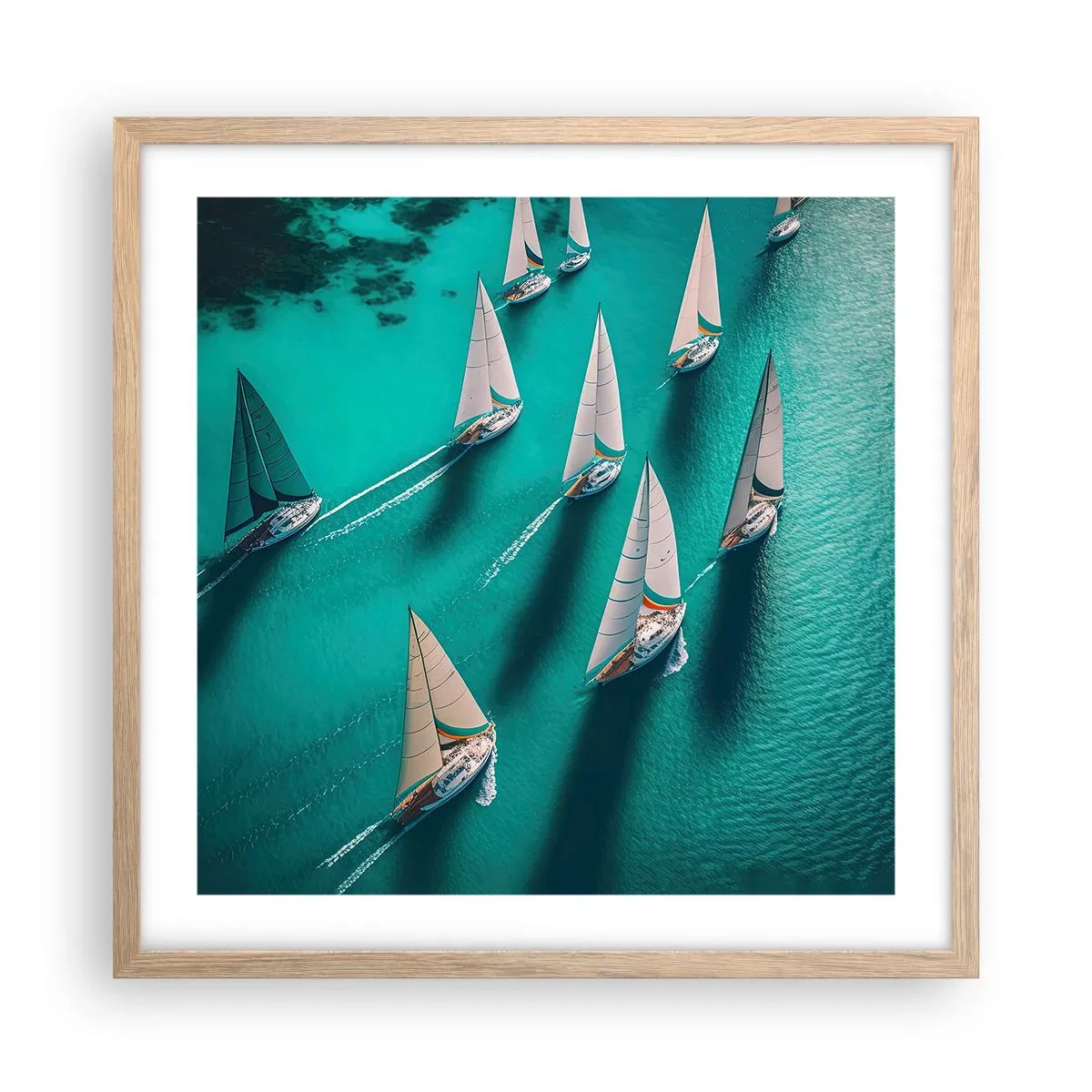 Póster en marco roble claro - En competición con el viento - 50x50 cm