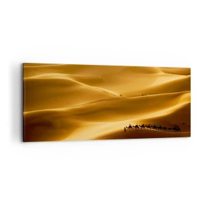 Cuadro sobre lienzo - Impresión de Imagen - Caravana sobre las olas del desierto - 100x40 cm