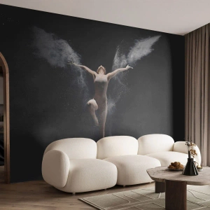 Fotomural Standard Eco - Bailarina aérea con efecto de polvo sobre fondo negro. - 100x70cm - Los duendes existen - Decoración de pared moderna para salón y dormitorio ARTTOR