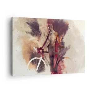 Cuadro sobre lienzo - Impresión de Imagen - Silueta abstracta con una bicicleta en estilo artístico. - 70x50cm - En las formas de mármol un alma ciclista - Decoración de pared moderna para salón y dormitorio ARTTOR