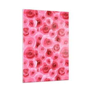 Cuadro sobre vidrio - Impresiones sobre Vidrio - Patrón de rosas de acuarela en tonos rojos y rosas. - 50x70cm - Rosas abajo y arriba - Decoración de pared moderna para salón y dormitorio ARTTOR