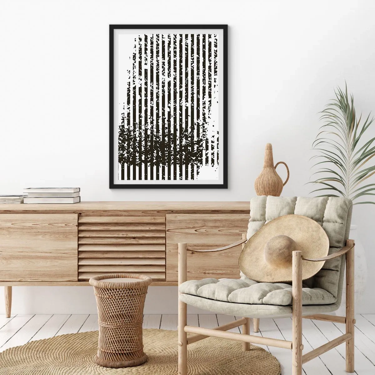 Póster en marco negro - Patrón abstracto con líneas y textura. - 50x70cm - Ritmo y ruido - Decoración de pared moderna para salón y dormitorio ARTTOR