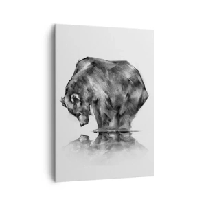 Cuadro sobre lienzo - Impresión de Imagen - Un dibujo de un oso en estilo minimalista. - 50x70cm - Es bueno ver a alguien cercano - Decoración de pared moderna para salón y dormitorio ARTTOR