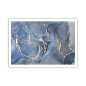 Póster - Patrones abstractos azules con acentos dorados - 100x70cm - Polvo de oro - Decoración de pared moderna para salón y dormitorio ARTTOR