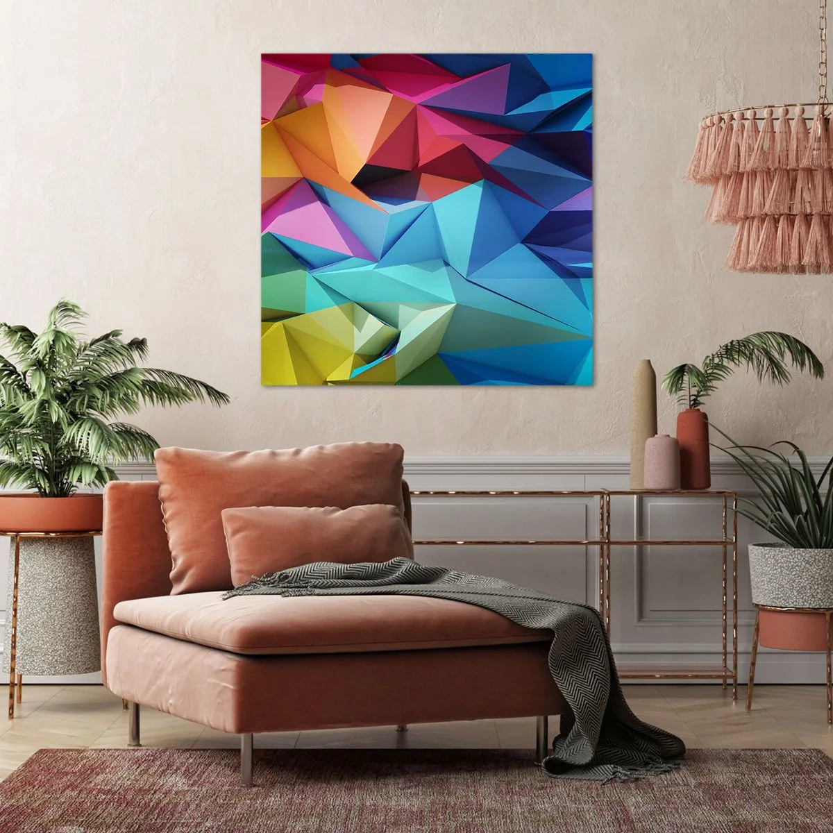 Cuadro sobre lienzo - Impresión de Imagen - Origami arco iris - 30x30 cm