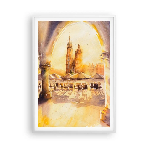 Póster en marco blanco - Este sobre el mercado de Cracovia - 70x100 cm