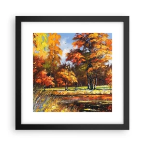 Póster en marco negro - Paisaje en dorado y marrón - 30x30 cm
