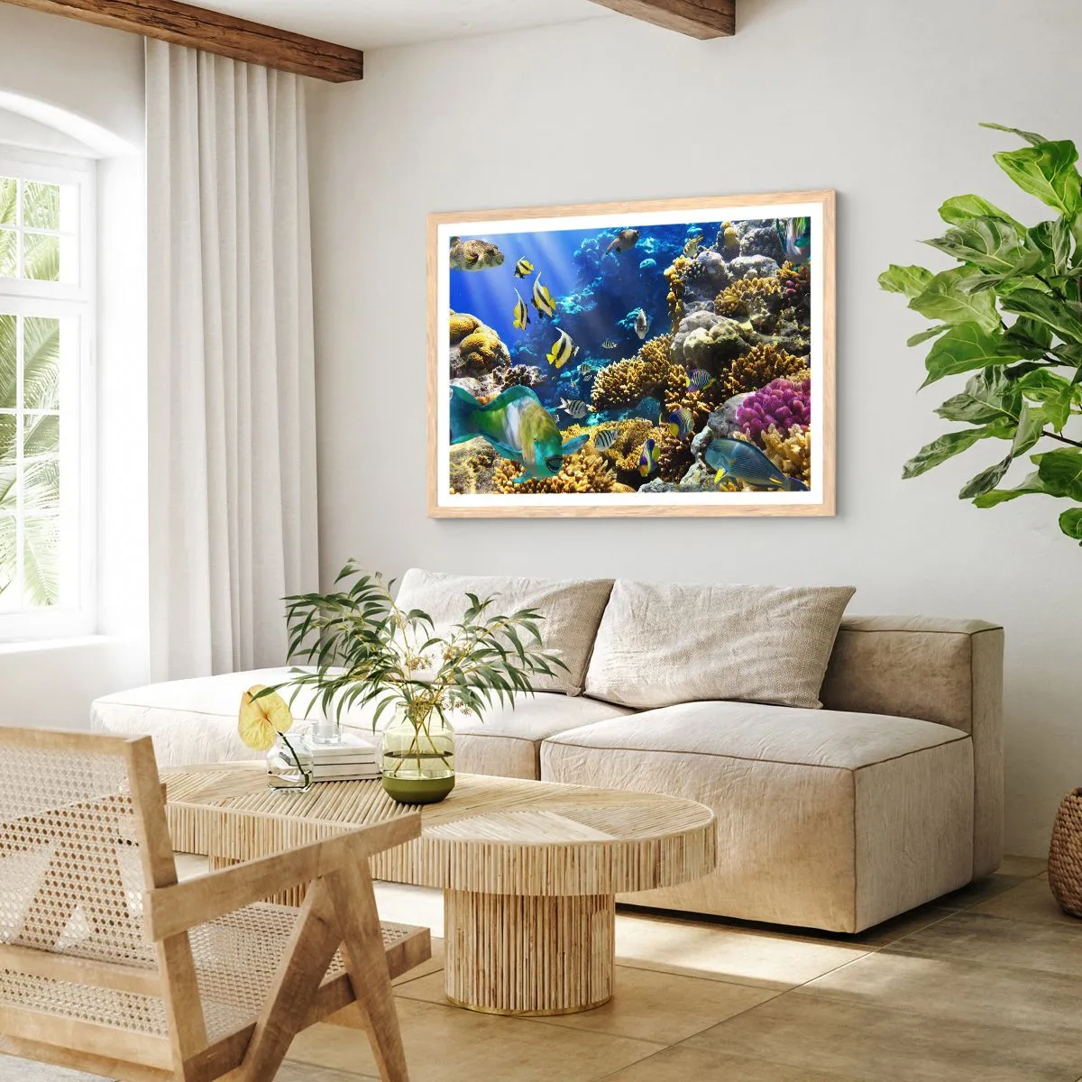 Póster en marco roble claro - Vacaciones submarinas - 40x30 cm