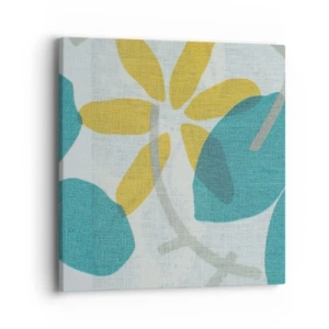 Cuadro sobre lienzo - Impresión de Imagen - Entre hojas azules - 40x40 cm