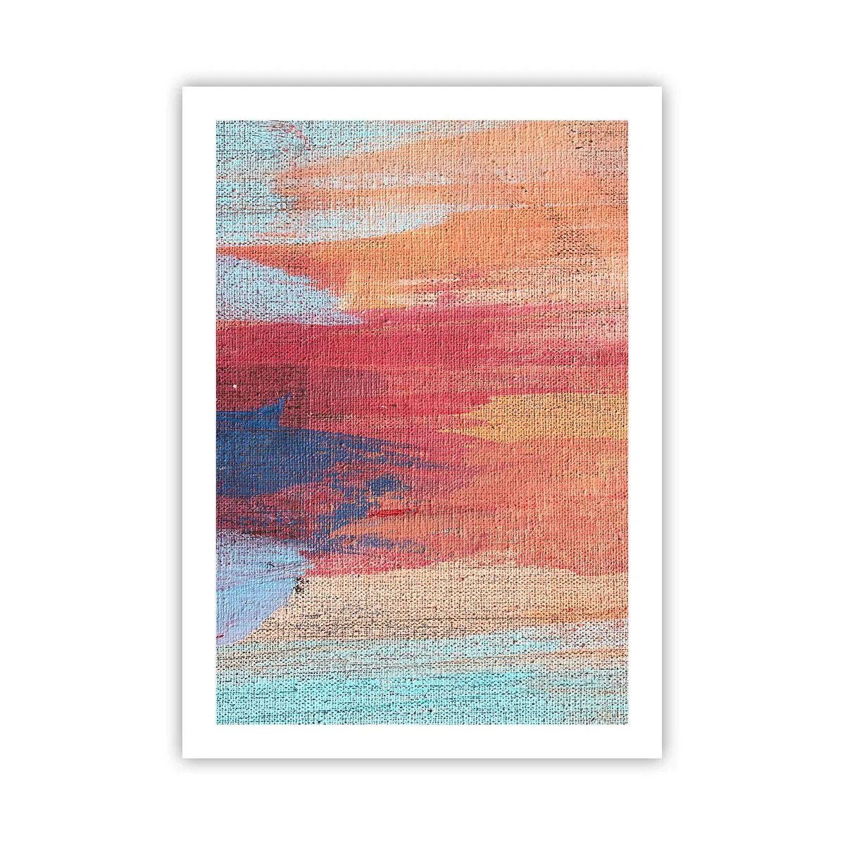Póster - Pinceladas abstractas en tonos cálidos y fríos. - 50x70cm - Trazos de arco iris - Decoración de pared moderna para salón y dormitorio ARTTOR