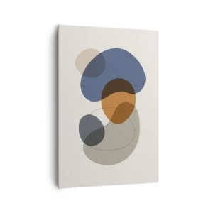 Cuadro sobre lienzo - Impresión de Imagen - Formas abstractas coloridas en tonos de azul y marrón. - 70x100cm - Gotas de color - Decoración de pared moderna para salón y dormitorio ARTTOR