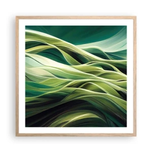 Póster en marco roble claro - Un juego abstracto de color verde - 60x60 cm