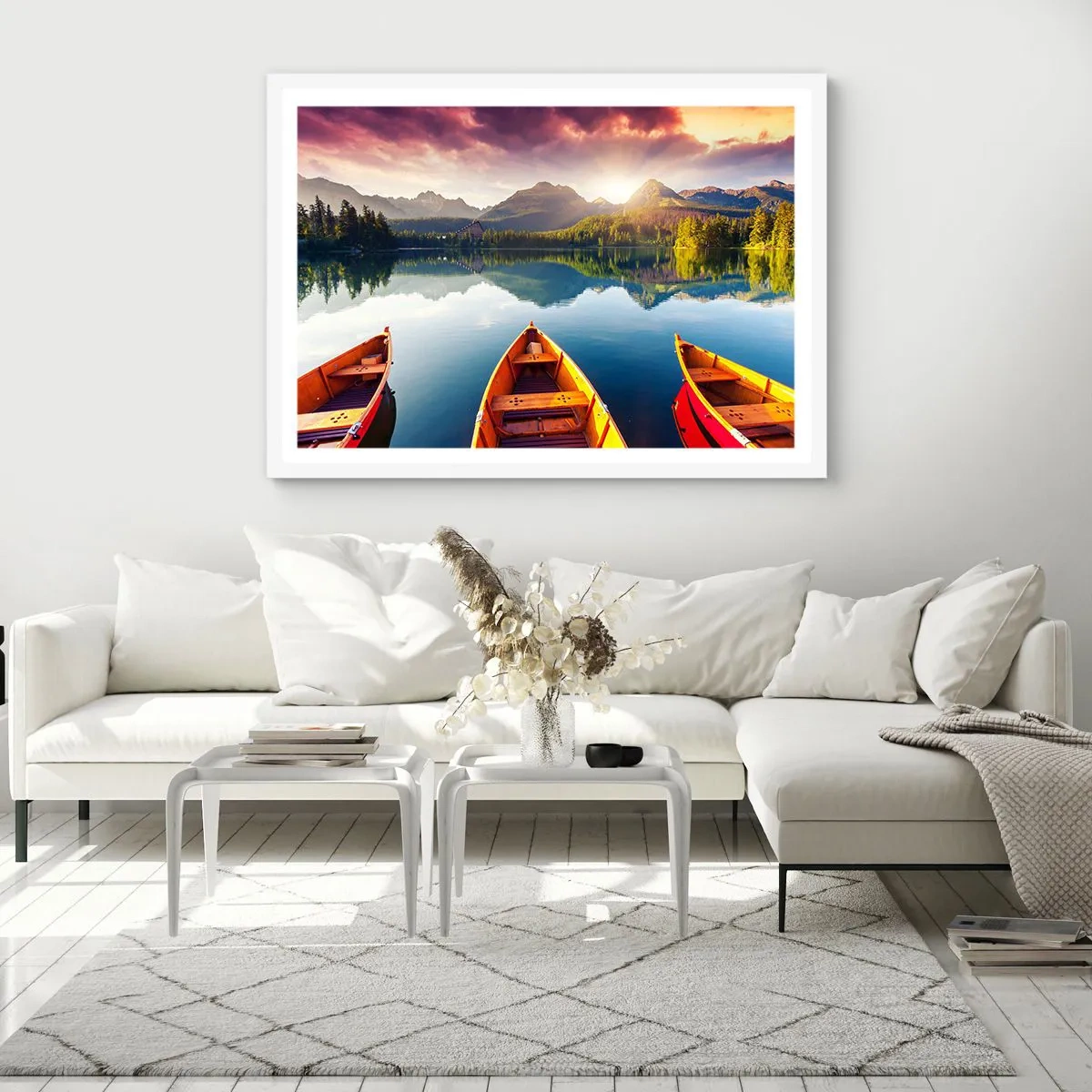 Póster en marco blanco - Frente a la naturaleza - 100x70 cm