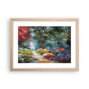 Póster en marco roble claro - Jardín forestal, bosque floral - 40x30 cm