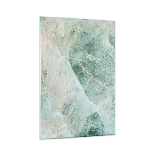 Cuadro sobre vidrio - Impresiones sobre Vidrio - Mármol verde con delicadas vetas blancas. - 80x120cm - El noble frescor de la piedra - Decoración de pared moderna para salón y dormitorio ARTTOR