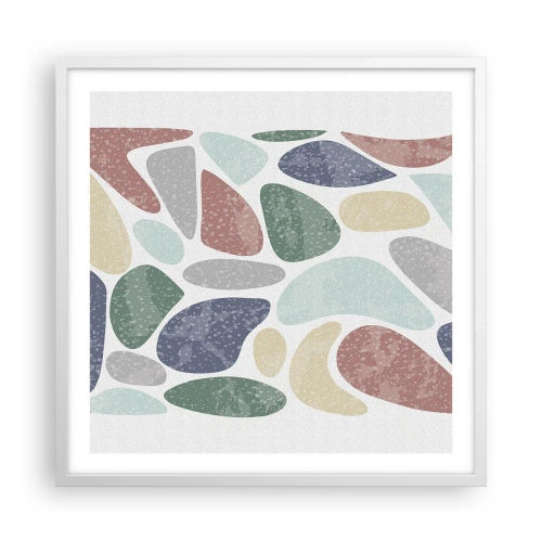 Póster en marco blanco - Mosaico de colores empolvados - 60x60 cm