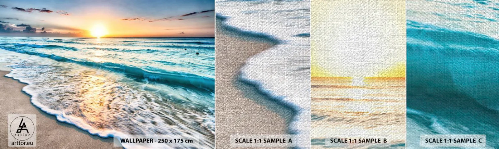 Muestra de fotomural Premium Canvas - Un espectáculo digno de ver - Paisaje, Playa, Atardecer - 100x30 cm