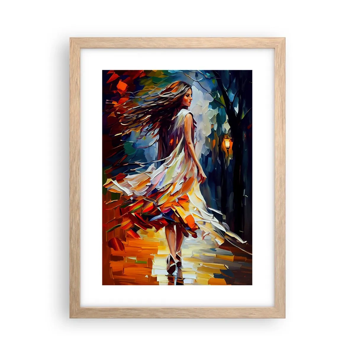 Póster en marco roble claro - Chica de otoño - 30x40 cm