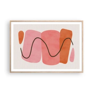 Póster en marco roble claro - Suave movimiento de formas - 100x70 cm