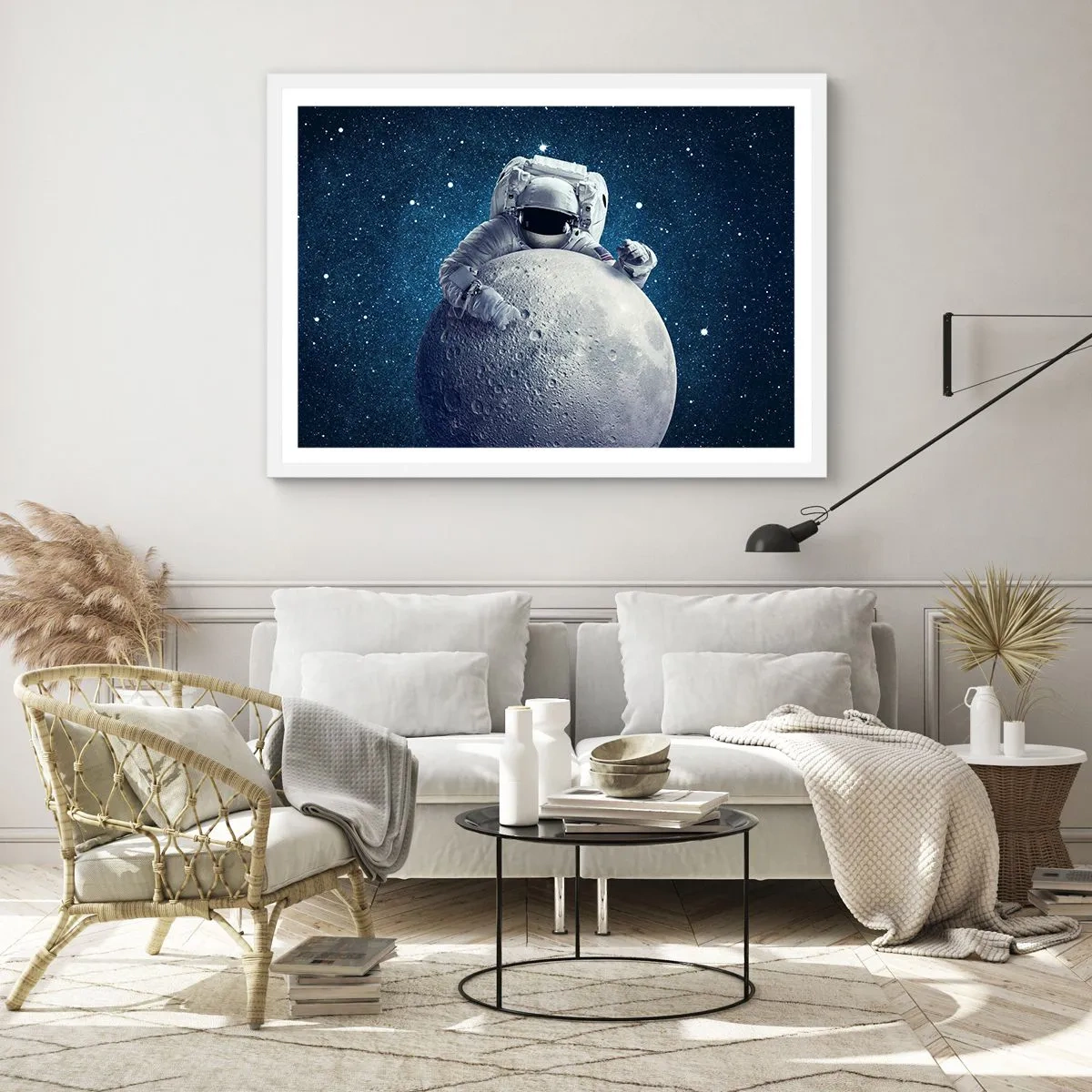 Póster en marco blanco - Bromista espacial - 91x61 cm