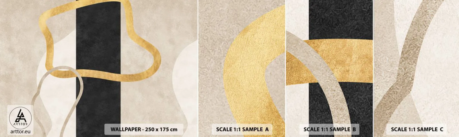 Muestra De Fotomural Standard Eco - Formas en bucle - Arte deco, Minimalismo, abstraccionismo - 100x30 cm