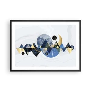 Póster en marco negro - Patrones geométricos abstractos con motivos montañosos - 70x50cm - Paisaje geométrico - Decoración de pared moderna para salón y dormitorio ARTTOR